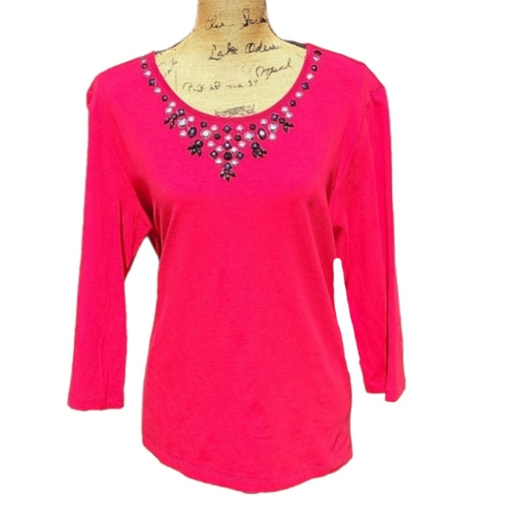 NEW Alfred Dunner Top with Beaded Neckline